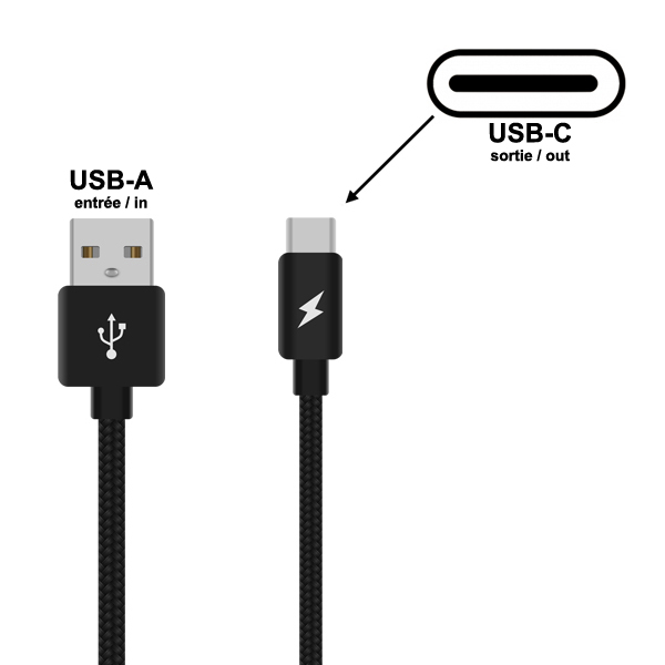 CLEC-DC501T   Câble de charge USB-A / USB-C 1m