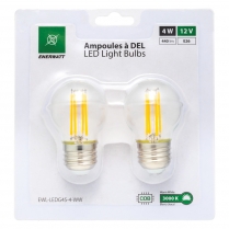 EWL-LEDG45-4-WW   Ampoule a filaments DEL 12V 4W format G45, blanc chaud (paquet de 2)