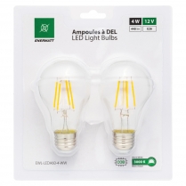 EWL-LEDA60-4-WW   Ampoule a filaments DEL 12V 4W format A60, blanc chaud (paquet de 2)