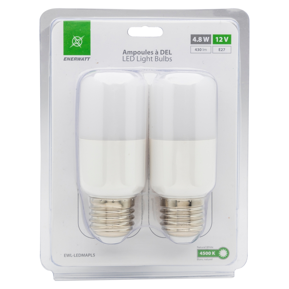 EWL-LEDMAPL5   Ampoule givrée à DEL 12V 5W E27 blanc neutre (paquet de 2)