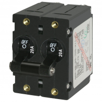 BS7236   A-Series Toggle Circuit Breaker - Double Pole 20A Black