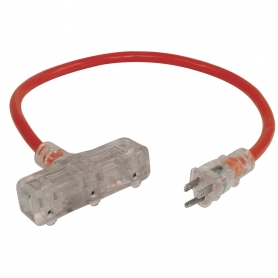 2' 12/3 TRI-TAP EXTENSION CORD- RED