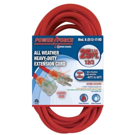 25' 12/3 SINGLE TAP EXTENSION CORD- RED