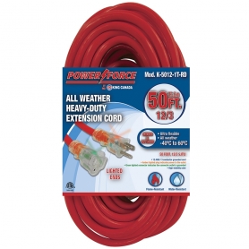 50' 12/3 SINGLE TAP EXTENSION CORD- RED