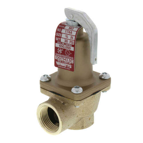 WATTS 174A BOILER RELIEF VALVE 3/4", 30PSI