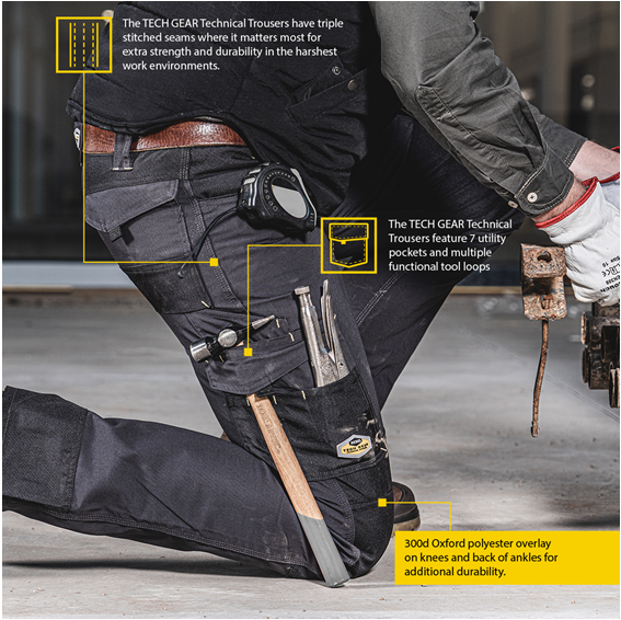 REBEL Men's Tech Gear Trousers Gun Metal - REBEL Safety Gear