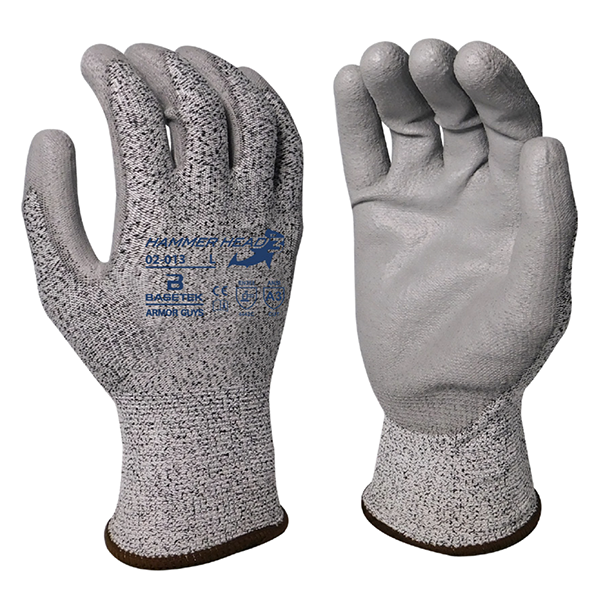 Armor Guys Hammerhead 3 Gloves Basetek SZ LG Gray Poly Palm Coating