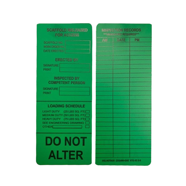 Tag "Scaffold Released for Access", Green, 3-1/4" x 8"