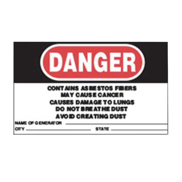 OSHA Sticker Danger Asbestos