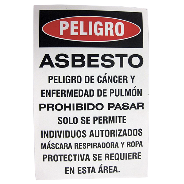 Asbestos Danger Sign Spanish 100/Package