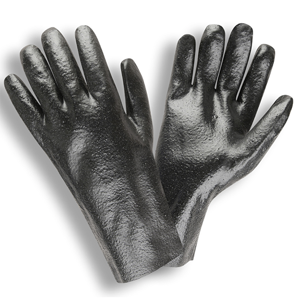 Cordova Gloves 5012R SZ L PVC Rough Finish Supported Black 12/Pkg