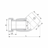 45D ELBOW FEMALE FREE NUT TRANSITION EF BRASS 32-1" 