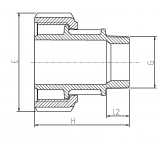 BARREL UNION ADAPTOR M-THREADED METRIC 25-1/2"