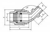 45D ELBOW MALE METRIC 20-1/2"