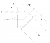ELBOW 45D INJECTED LONG SPIGOT PE100 SDR17 160