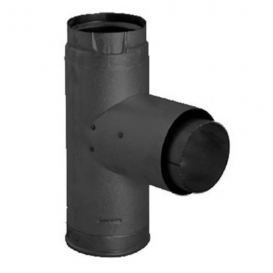  PelletVent Pro Adapter Tee with Clean-Out Tee Cap - Black
