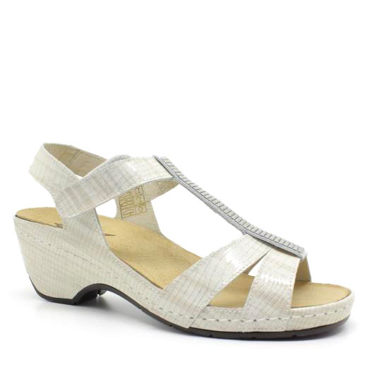 White leather velcro sandals for women