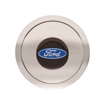 GT9 9 Bolt Small Blue Ford Oval Horn Button - Polished