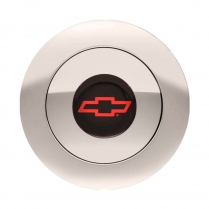 GT9 9 Bolt Large Red Chevy Bowtie Horn Button - Polished