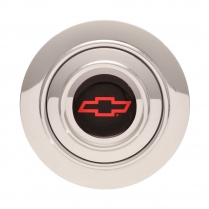 GT9 9 Bolt Red Chevy Bowtie Banjo Horn Button - Polished