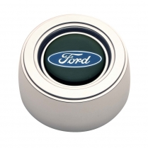 GT3 3 Bolt Hi-Rise Blue Ford Logo Horn Button - Polished