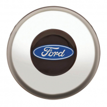 GT3 Gasser/Euro Blue Ford Logo Horn Button- Polished