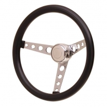 GT3 Classic Foam Steering Wheel with 3 Chrome Spokes & Hole