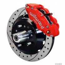 1958-70 GM CPP Dropped Spindle Drilled Brake Kit- Red 12.88"