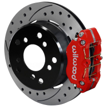 Small 9" Ford 12.19" Drilled 2.36" OS Rear Brake Kit - Red