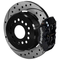 Small Flange Dynalite Drilled Rear Kit w/P-Brake - Black 12"