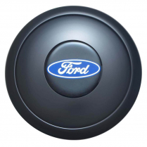 GT9 9 Bolt Small Blue Ford Logo Horn Button - Black Anodized
