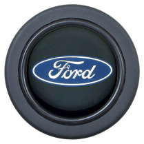 5 & 6 Bolt Euro Blue Ford Logo Horn Button - Black Anodized