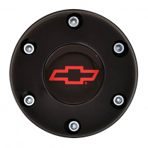 GT3 Gasser/Euro 6 Hole Red Chevy Logo Horn Button - Black