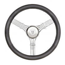 GT3 Retro Gasser Steering Wheel Banjo Style - Black Leather
