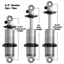 HQ Series Coilover Shock 6.3" Stroke 18-5/8" Eye/Eye - Satin