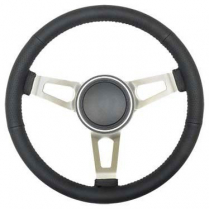 GT3 Retro Tuff Design 3 Spoke Steering Wheel - Black Leather