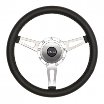 GT9 Retro Cobra Style 3 Spoke Steering Wheel - Black Leather