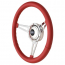 GT9 Retro Cobra Style 3 Spoke Steering Wheel - Red Leather