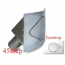 Tear Drop Fuel Filler Door W/Curve & 45 Deg Exit; Pass Side