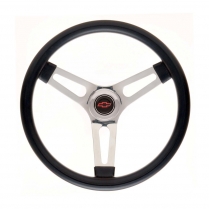 GT3 3 Spoke Steering Wheel w/Polish Slot Spoke - Black Foam