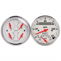 Arctic White 2 Gauge Quad Speedo/Tach Kit - 3-3/8"