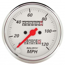 Arctic White 3-1/8" Mechanical Speedometer - 120 mph