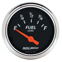 Designer Black Fuel Gauge w/Chrome bezel, 0-90 Ohms