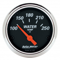 Designer Black 2-1/16" Water Temp Gauge - 100-250 F