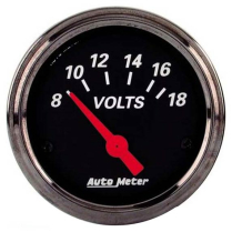 <N/A> Designer Black 2-1/16" 8-16 Volt Voltmeter Gauge