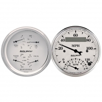 Old Tyme White 2 Gauge Quad Speedo/Tach Combo - 3-3/8"