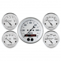 Old Tyme White Electric 5 Gauge Kit - 3-3/8" - GPS Speedo