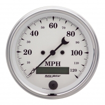 Old Tyme White Electric Speedometer - 3-3/8"