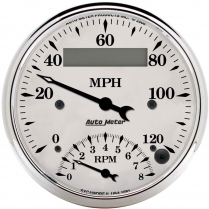 Old Tyme White Electric Speedo, 120MPH & 8K RPM - 3-3/8"