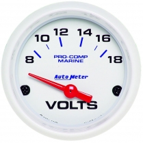 Marine White Voltmeter Electric Gauge 2-1/16" 18 Volt